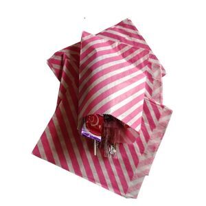 Craft Clouds 5X7 Paper Gift Bags Candy Pink  Stripes Merchandise‎ Bag 100 Pcs